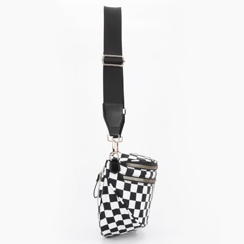 JQWSVE Checkered Crossbody Bag Bum Bag for Women Checkered Purse Plus Size Crossbody Bags Black and White Purse Out Going Bag4