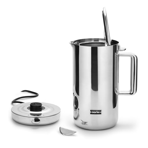Aarke Kettle in Stainless Steel with Multiple Temperature Settings, 360° Swivel Base, Quiet Boiling and Non-drip Spout, Capacity of 1.2 Litre