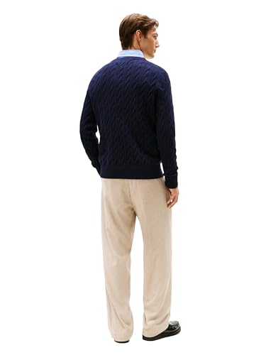 Tommy Hilfiger Men's Cable Knit Crewneck Sweater Lightweight Pullover4