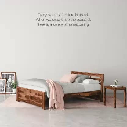 Image of SONA ART & CRAFTS Sheesham Wood Queen Size Bed Without Storage Soild Wooden Cot Bed Double Bed Furniture for Bedroom Living Room Home - (Teak Finish) Q 3