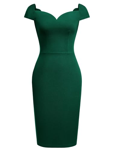 AISIZE Women's Retro V-Neck Cap Sleeve Business Pencil Dress3