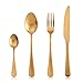 Sharecook - Set di posate in titanio placcato oro opaco, 24 pezzi, posate oro in acciaio inossidabile, ideale per la casa e il ristorante, posate da tavolo per 6 lavastoviglie (oro opaco)