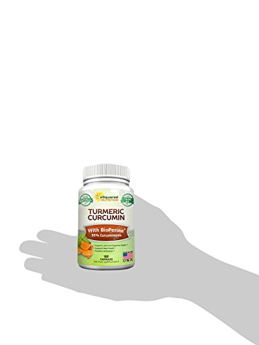 Asquared Nutrition Turmeric Curcumin 1600Mg With Bioperine Black Pepper Extract - 180 Capsules With 95% Curcuminoids, 100% Natural Tumeric Root Powder Supplements, Natural Joint Stiffness Relief Pills #TOP5