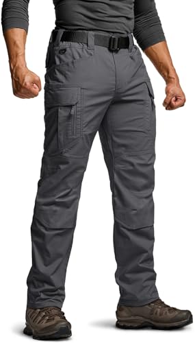 Image of CQR Men's Flex Stretch Tactical Pants, Water Resistant Ripstop Cargo Pants, Lightweight EDC Outdoor Work Hiking Pants
