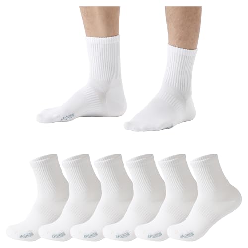Cotton Crew Socks for Men,90°Right Angle Socks,Sweat Absorbent,Wear Resistant,Anti Odour Mens Crew Socks 6 Pairs