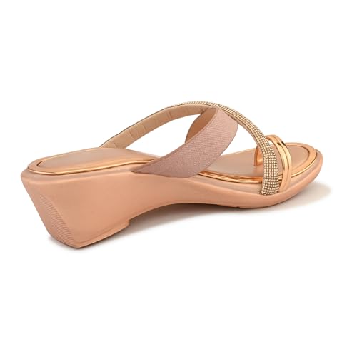 Image of Centrino Women's Wedge Heel Sandals | Stylish Slip-On Sandals for Ladies | Soft Cushioned Footbed for Comfort | Elegant & Trendy Design | Lightweight and Durable Fashion Footwear (9410)