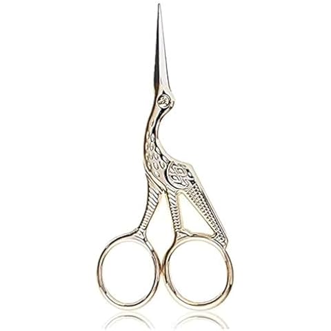 3.6" Stainless Steel Tip Classic Stork Scissors Crane Design Sewing Scissors DIY Tools Small Shear for Embroidery, Craft, Needle Work, Art Work Everyday Use Gold Scissors Cover