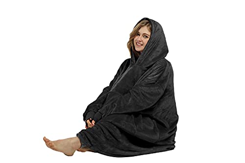 Catalonia Classy Extra Lange Fleece Hoodie Decke, Flauschige Übergroße Kuscheldecke mit Ärmeln und Kapuze, Warme Großes Kapuzendecken, Tragbare Decke zum Anziehen als Geschenkidee für Damen Herren