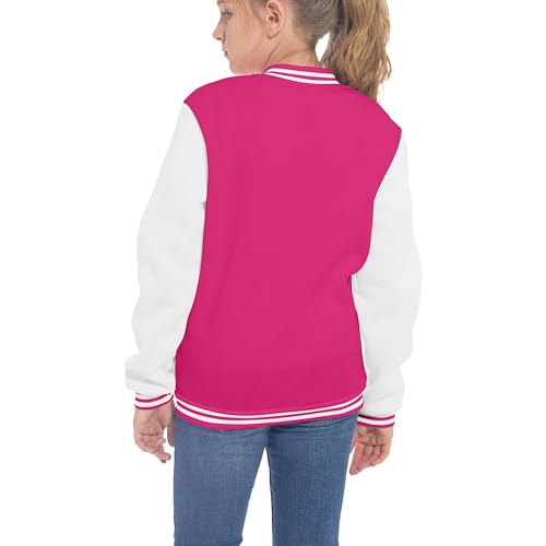 Image of Kids Baseball Jackets Boys Girls Fit Varsity Jacket Casual Lightweight Plain Button Cardigan School Coat