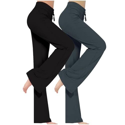 ZWDC 2er Pack Yogahose Damen Schlaghose Baumwolle Activewear Hosen High Waist Yoga Pants Bootcut Jeans Stretch Flared Stoffhose Flare Leggings Haushose Weites Bein Jazzpants Lang ZWDC 2er Pack Yogahose Damen Schlaghose Baumwolle Activewear Hosen High Waist Yoga Pants Bootcut Jeans Stretch Flared Stoffhose Flare Leggings Haushose Weites Bein Jazzpants Lang