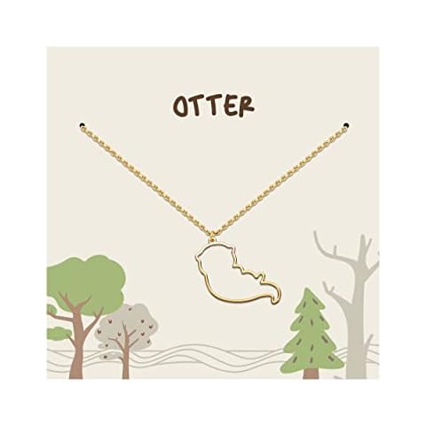 DemiJewelry Otter Animal Necklace Gold Plated Personalized Otter Gifts Jewelry for Women Dainty Cute Animal Pendant Silhouette Gift Necklace for Women Cover