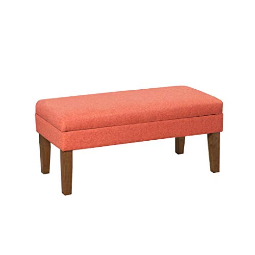 Homepop Home Decor | Upholstered Decorative Storage Ottoman Bench | Ottoman Bench with Storage for Living Room & Bedroom | Decorative Home Furniture, Mango Coral