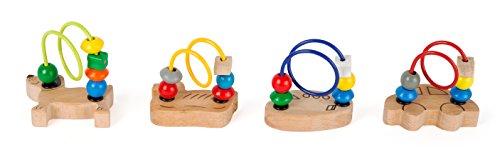 small foot 10682 Motorikschleifen im 4er-Set aus naturbelassene Holz, Handliche Größe Ideal für Unterwegs