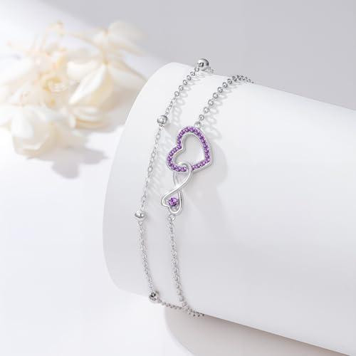 Image of Anklet for Women 925 Sterling Silver Double Infinity Ankle Bracelet Waterproof Summer Jewelry Anniversary Birthday Gifts for Her