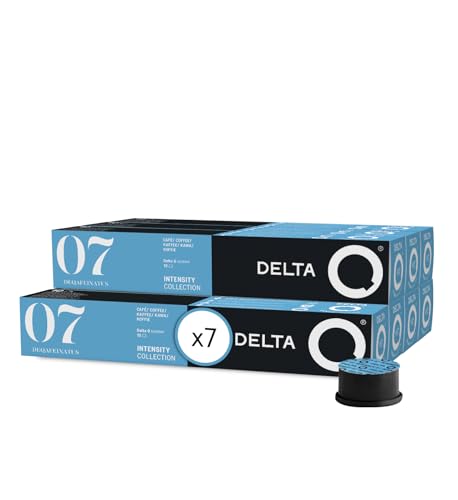 Delta Q - Cápsulas de Café Molido DeQafeinatus - 70 Cápsulas Intensidad 7 Compatibles con Cafeteras Delta Q - Espresso Descafeinado con Notas de Caramelo y Nueces