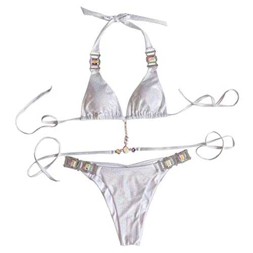 Ensemble bandeau tankini blanc taille L extensible pour femme active de natation - 7