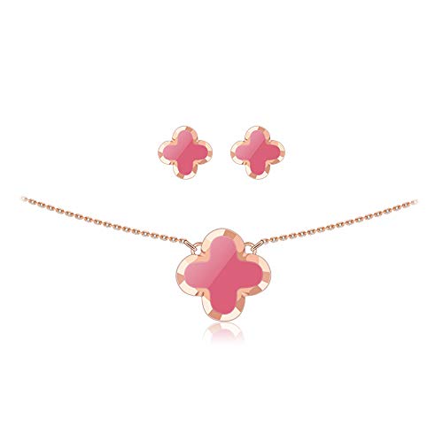 Collier trèfle rose chaîne de clavicule argent pour le quotidien