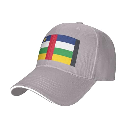 PUYhgb Gorra de béisbol estructurada unisex con estampado de bandera de África Central, para todas las estaciones, gorra transpirable ajustable, gris, Talla única