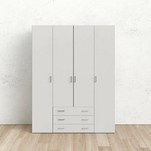 Dmora - Guardaroba Grande Francine, Mobile Camera da Letto, Cabina Armadio portabiti, Armadio Appendiabiti, 154x50 h200 cm, Bianco