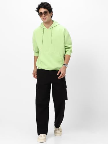 Image of Urbano Fashion Men's Cotton Solid Oversized Hooded Neck Sweatshirt