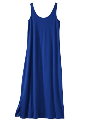 Image of Fair Indigo Women's 100% Organic Pima Cotton Midi Tank Dress