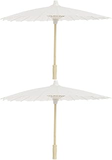 Toyvian 油紙傘 2個セット 和傘 手描き用飾り傘 木製骨組み 軽量 紙素材 木製骨組 Diyクラフト用 小学生 保育園 学校 イベント 夏祭り パーティー デコレーション