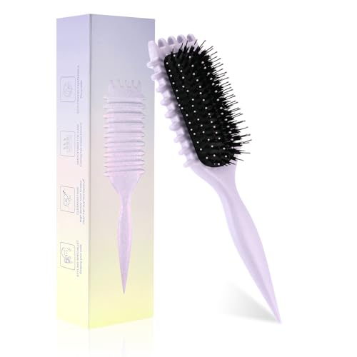 Luziyun Cepillo Pelo Rizado, Cepillo de Peinado, Peine Pelo Rizado, Cepillo Curly Rizos, Cepillo para Dar Forma y Definir Rizos en Hombres y Mujeres, Morado
