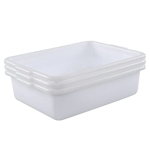 Morcte 3-Pack 13 L Commercial Bus Box, Plastic Bus Tub, White