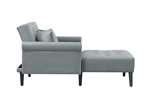Modern Indoor Chaise Lounge Recliner Chair with Mid-Century Velvet Tufted Loveseat Couch for Living Room - Thumbnail 4