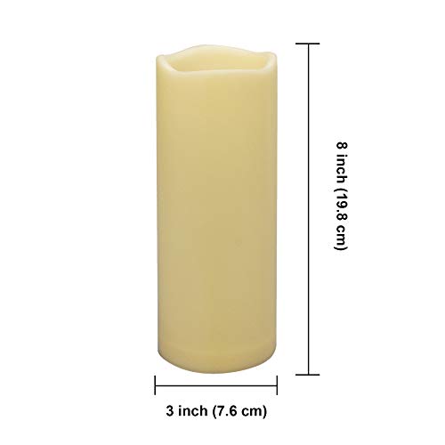 Image of iZAN 1 PCS Outdoor Flameless LED Pillar Candle with Remote & Timer - Long Lasting Waterproof Flickering Battery Operated Electric Candle for Christmas Lantern Party Wedding Decoration 3 inchx8 inch