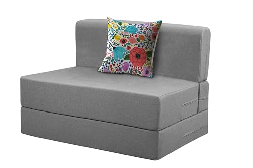 Rosebell Foldable One Seater Sofa Cum Bed, Sofa Bed 3 X 6 Feet, Jute Fabric- Washable Cover-...