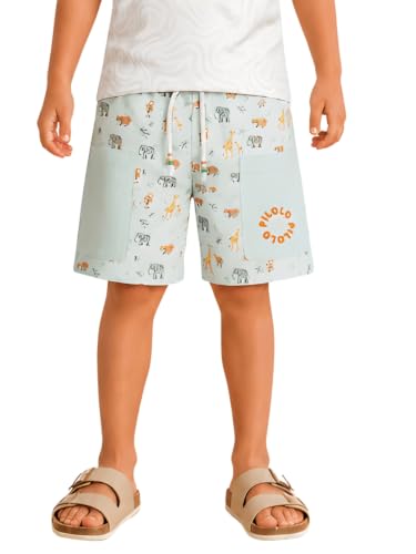 Image of Pilolo Kids Soft Cotton Terry Lycra Adjustable Drawstring Pocket Shorts for Boys