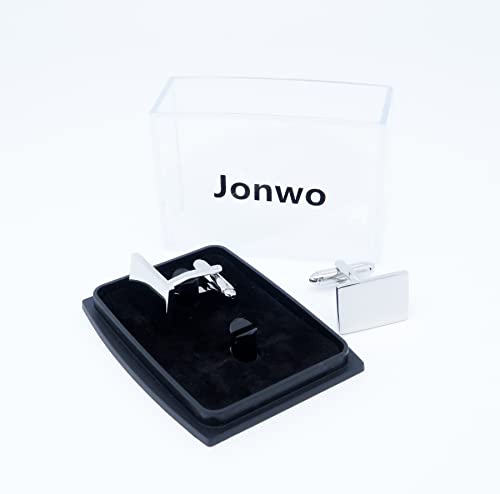 Jonwo Classic Rectangle Stainless Steel Men's Cufflinks In Gift Box Classic Tuxedo Shirt Cuff Link For Wedding Formal Business (Silver) #TOP5