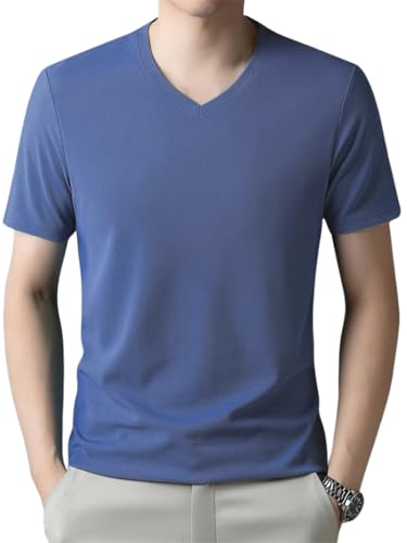 Image of TAGDO Men's Solid Color V-Neck Short Sleeve T-Shirt (2033)