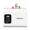 Aokawa 2.5 Gallon Electric Mini Tank Water Heater, 1500W 110V/120V Instant Hot Water Heater Under Sink, Compact Point of Use for Kitchen, Bathroom, RV, Floor Mount White