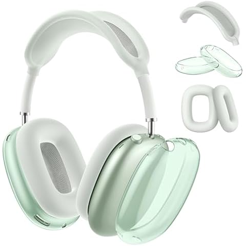 Compatible with Apple AirPods Max Case,Clear Soft TPU Anti-Scratch,Ear Pad Case Cover/Ear Cups Cover/Headband Cover for AirPods Max Headphones,Green Cover