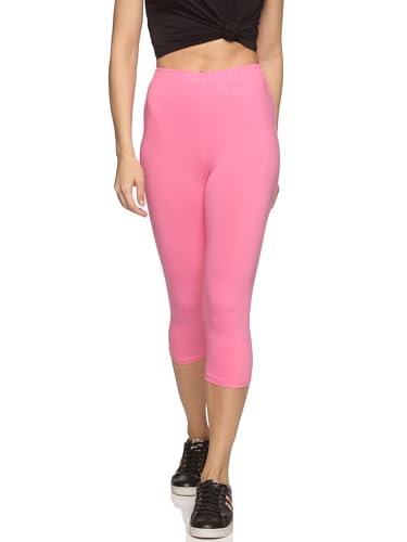 Image of OUTFLITS Women's Knee-Length Cotton Spandex Essential Capri Stretchy Leggings |Small - 2XL Adult |Yoga Leggings, Workout, Gym, Running 3 /4th Leggings for Women(OFLLC)