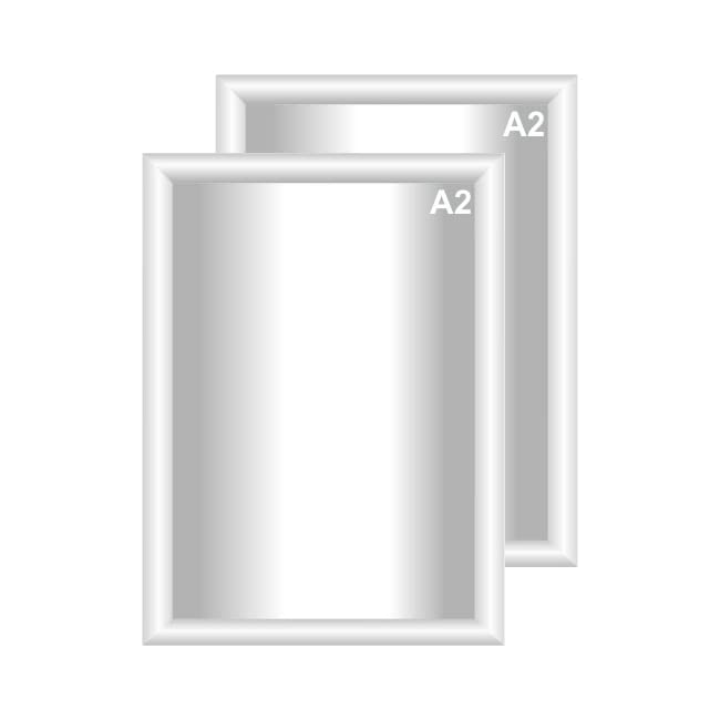 Snap Poster Frames | Certificate Photo Display | Clip Poster Holders for Retail And Advertising Displays | Notice Sign Board Frame for Walls (White Colour) (2, A2 (420 x 594mm))