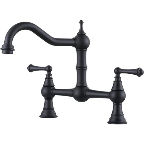 Grifo de cocina de latón negro puente con rociador lateral duradero