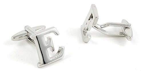 Par de mancornas para hombre plateadas letra E classic