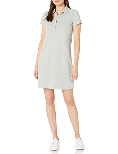 Nautica Women's Easy Classic Short Sleeve Stretch Cotton Polo Dress, Grey Heather, Large