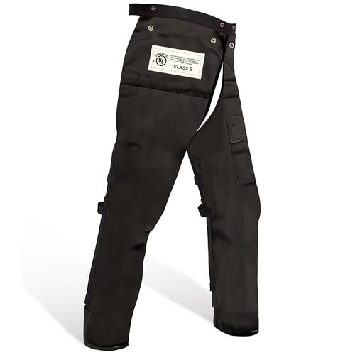 FORESTER Men’s Chainsaw Chaps, Adjustable Belt, 35in Black