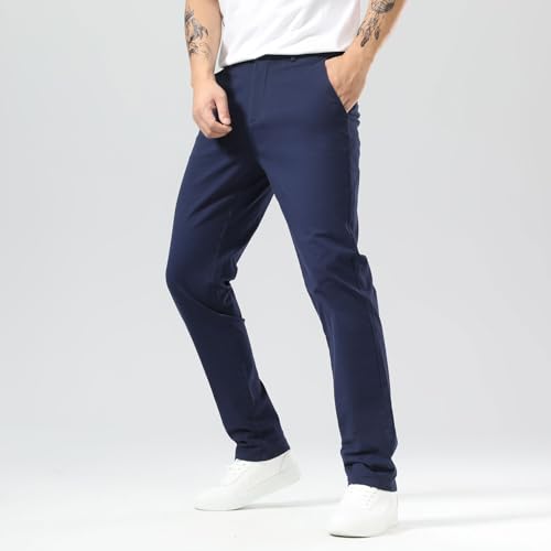 Plaid&Plain Men'S Slim Fit Khaki Pants Men'S Tapered Chino Pants 8801Navy 29X34 thumb #7