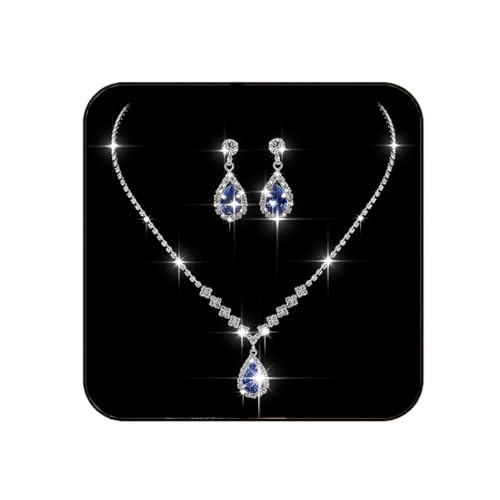 JAKAWIN Silver Rhinestone Jewelry Set Wedding Necklace Earrings for Women