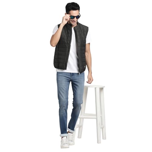 Image of Turtle Men Nylon Solid Regular Fit Sleeveless Windcheater Jacket