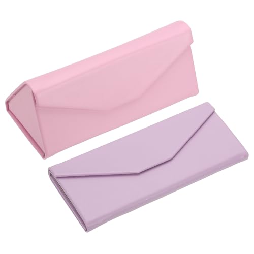 Image of PATIKIL Foldable Glasses Case, Triangle Magnetic Sunglasses Organizer Case PU Leather Hard Eyeglass Case for Women (2 Pcs)