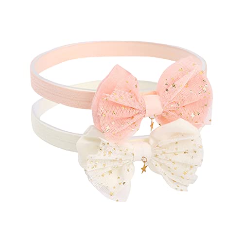 Mookiraer Baby Elastic Chiffon Flower Headbands Princess Girls Hand Sewing Mesh Lace Bow Flower Headwear