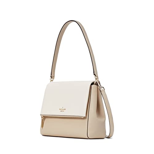 Image of Kate Spade Leila Colorblock Pebbled Leather Flap Shoulder Bag Light Sand, Light Sand