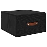 KDVXBCQJH Comodino da parete con cassetto nero, effetto rovere, 35 x 35 x