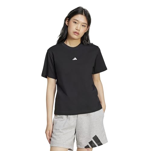 adidas Donna Essentials Small Logo Cotton T-Shirt, Black/White, M